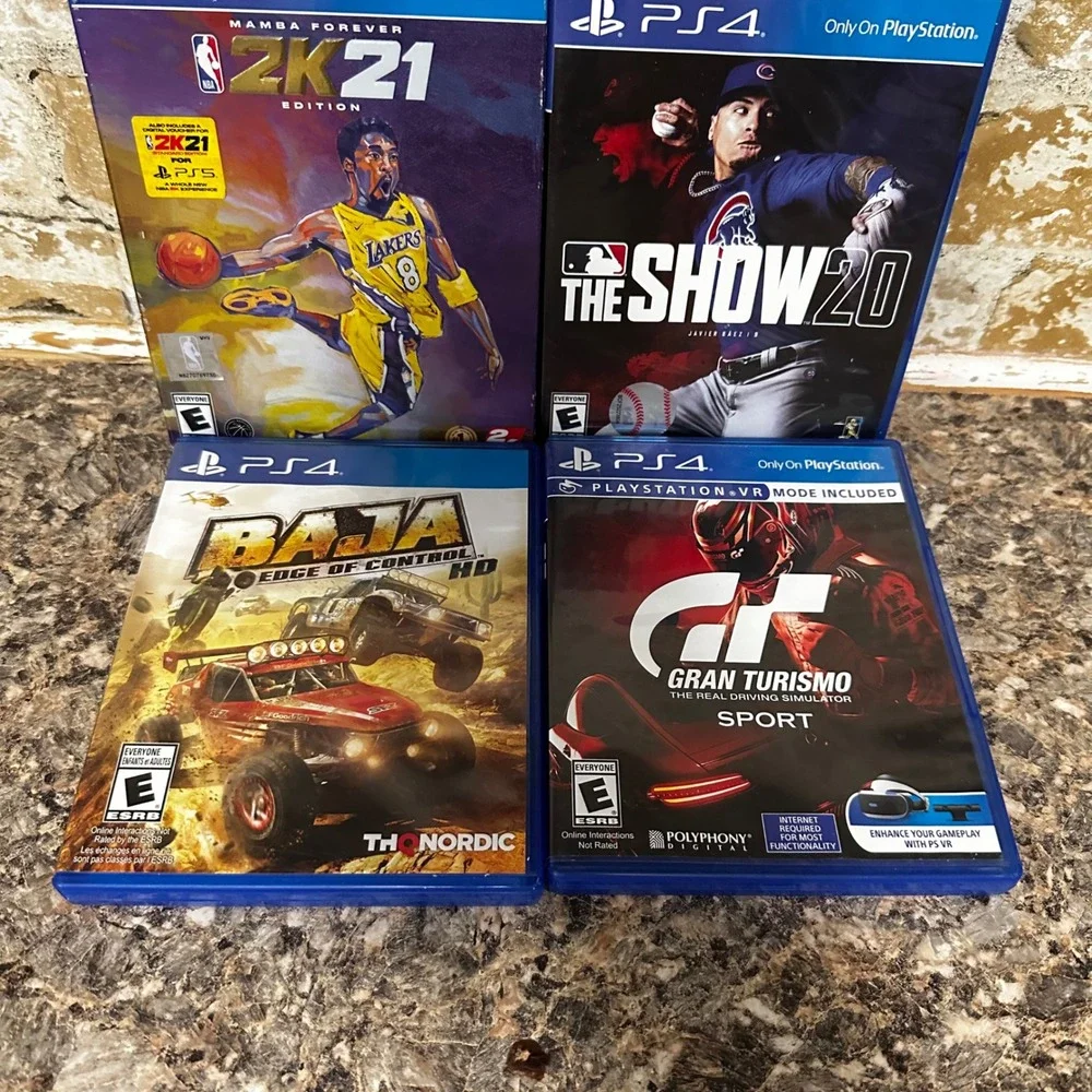 Sony PS4 Game Bundle 4 Games NBA 2K21 MLB 20 Baja Gran Turismo Good Condition